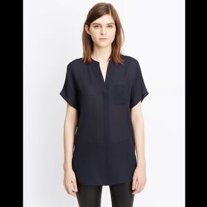 Vince Navy Chiffon Blouse NWT